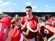19 May 2024; Brian Hayes of Cork celebrates with supporters after the Munster GAA Hurling Senior Championship Round 4 match between Tipperary and Cork at FBD Semple Stadium in Thurles, Tipperary. Photo by Daire Brennan/Sportsfile