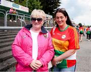 19 May 2024; Mary Kelly from wexford, left, with her daughter in law Bernie Kelly from carlow before the Leinster GAA Hurling Senior Championship Round 4 match between Carlow and Wexford at Netwatch Cullen Park in Carlow. Photo by Michael P Ryan/Sportsfile