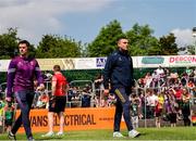 19 May 2024; Wexford manager Keith Rossiter, right, before the Leinster GAA Hurling Senior Championship Round 4 match between Carlow and Wexford at Netwatch Cullen Park in Carlow. Photo by Michael P Ryan/Sportsfile