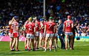 19 May 2024; Cork manager Pat Ryan gives last minute instructions to his team ahead of the Munster GAA Hurling Senior Championship Round 4 match between Tipperary and Cork at FBD Semple Stadium in Thurles, Tipperary. Photo by Daire Brennan/Sportsfile
