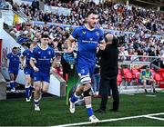 18 May 2024; Will Connors of Leinster runs out before the United Rugby Championship match between Ulster and Leinster at Kingspan Stadium in Belfast. Photo by Harry Murphy/Sportsfile