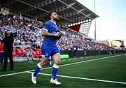 18 May 2024; Charlie Ngatai of Leinster runs out before the United Rugby Championship match between Ulster and Leinster at Kingspan Stadium in Belfast. Photo by Harry Murphy/Sportsfile