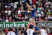 18 May 2024; Max Deegan of Leinster during the United Rugby Championship match between Ulster and Leinster at Kingspan Stadium in Belfast. Photo by Harry Murphy/Sportsfile