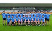 20 May 2024; The Dublin team before the Electric Ireland Leinster GAA Football Minor Championship Final match between Longford and Dublin at Glenisk O'Connor Park in Tullamore, Offaly. Photo by David Fitzgerald/Sportsfile