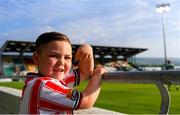 20 May 2024; Derry City supporter Braedin Diver before the SSE Airtricity Men's Premier Division match between Shamrock Rovers and Derry City at Tallaght Stadium in Dublin. Photo by Shauna Clinton/Sportsfile