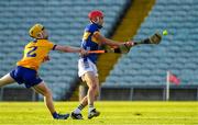 20 May 2024; Stefan Tobin of Tipperary scores the second goal against Clare during the Electric Ireland Munster GAA Hurling Minor Championship Final match between Clare and Tipperary at TUS Gaelic Grounds in Limerick. Photo by Matt Browne/Sportsfile