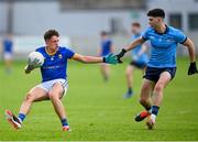 20 May 2024; Sean Fagan of Longford in action against Dara O'Sullivan of Dublin during the Electric Ireland Leinster GAA Football Minor Championship Final match between Longford and Dublin at Glenisk O'Connor Park in Tullamore, Offaly. Photo by David Fitzgerald/Sportsfile