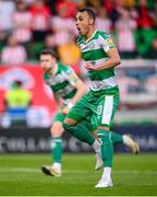 20 May 2024; Graham Burke of Shamrock Rovers reacts after missed penalty during the SSE Airtricity Men's Premier Division match between Shamrock Rovers and Derry City at Tallaght Stadium in Dublin. Photo by Ramsey Cardy/Sportsfile