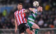 20 May 2024; Patrick McEleney of Derry City and Jack Byrne of Shamrock Rovers during the SSE Airtricity Men's Premier Division match between Shamrock Rovers and Derry City at Tallaght Stadium in Dublin. Photo by Ramsey Cardy/Sportsfile