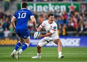 18 May 2024; Billy Burns of Ulster and Harry Byrne of Leinster during the United Rugby Championship match between Ulster and Leinster at Kingspan Stadium in Belfast. Photo by Harry Murphy/Sportsfile