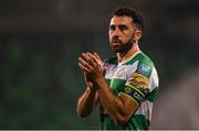20 May 2024; Roberto Lopes of Shamrock Rovers acknowledges supporters after his side's victory the SSE Airtricity Men's Premier Division match between Shamrock Rovers and Derry City at Tallaght Stadium in Dublin. Photo by Shauna Clinton/Sportsfile