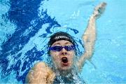 22 May 2024; Roisín Ní Riain of Limerick Swimming Club competes in the Women's 100m Backstroke Finals during day one of the Ireland Olympic Swimming Trials at the National Aquatic Centre on the Sport Ireland Campus in Dublin. Photo by Shauna Clinton/Sportsfile