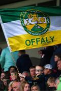 22 May 2024; A young Offaly supporter waves his flag before the oneills.com Leinster GAA Hurling U20 Championship final match between Dublin and Offaly at Laois Hire O'Moore Park in Portlaoise, Laois. Photo by Ray McManus/Sportsfile
