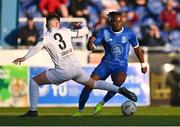 23 May 2024; Christie Pattisson of Waterford in action against Evan Weir of Drogheda United during the SSE Airtricity Men's Premier Division match between Waterford and Drogheda United at the Regional Sports Centre in Waterford. Photo by Tyler Miller/Sportsfile