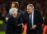 22 May 2024; Atalanta BC coach Gian Piero Gasperini, left, and FAI President Paul Cooke after the 2023/24 UEFA Europa League final between Atalanta BC and Bayer 04 Leverkusen at the Dublin Arena in Dublin, Ireland. Photo by Brendan Moran/Sportsfile