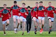 24 May 2024; Mayo head coach Ciaran McDonald leads the warm up before the Connacht GAA Football Minor Championship final match between Mayo and Roscommon at Dr Hyde Park in Roscommon. Photo by Stephen Marken/Sportsfile