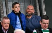 24 May 2024; Former Shamrock Rovers goalkeeper Alan Mannus and his son Mason before the SSE Airtricity Men's Premier Division match between Shamrock Rovers and Shelbourne at Tallaght Stadium in Dublin. Photo by Stephen McCarthy/Sportsfile