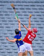 24 May 2024; Hugh O'Connor of Cork in action against Mason Cawley of Tipperary during the oneills.com Munster GAA U20 Hurling Championship final match between Tipperary and Cork at TUS Gaelic Grounds in Limerick. Photo by Ben McShane/Sportsfile