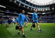 24 May 2024; Leinster masseurs Mike Thompson and Chris Jones during a Leinster Rugby captain's run at the Tottenham Hotspur Stadium in London, England. Photo by Harry Murphy/Sportsfile