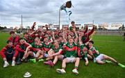 24 May 2024; The Mayo squad celebrate after their side's victory in the Connacht GAA Football Minor Championship final match between Mayo and Roscommon at Dr Hyde Park in Roscommon. Photo by Stephen Marken/Sportsfile