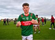 24 May 2024; Harry McHale of Mayo celebrates after his side's victory in the Connacht GAA Football Minor Championship final match between Mayo and Roscommon at Dr Hyde Park in Roscommon. Photo by Stephen Marken/Sportsfile