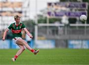 24 May 2024; Kobe McDonald of Mayo kicks a free during the Connacht GAA Football Minor Championship final match between Mayo and Roscommon at Dr Hyde Park in Roscommon. Photo by Stephen Marken/Sportsfile