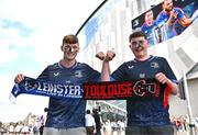 25 May 2024; Leinster supporters Daragh Higgins, left, and Adam Browne, from Dunboyne, Meath, before the Investec Champions Cup final between Leinster and Toulouse at the Tottenham Hotspur Stadium in London, England. Photo by Sam Barnes/Sportsfile