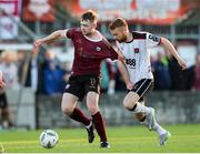 24 May 2024; Karl O'Sullivan of Galway United in action against Paul Doyle of Dundalk during the SSE Airtricity Men's Premier Division match between Galway United and Dundalk at Eamonn Deacy Park in Galway. Photo by Michael P Ryan/Sportsfile