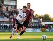 24 May 2024; Archie Davies of Dundalk in action against Wassim Aouachria of Galway United during the SSE Airtricity Men's Premier Division match between Galway United and Dundalk at Eamonn Deacy Park in Galway. Photo by Michael P Ryan/Sportsfile