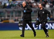 24 May 2024; Shamrock Rovers physiotherapist Tony McCarthy and team doctor Connor Gallagher, right, run onto the pitch to attend to a player during the SSE Airtricity Men's Premier Division match between Shamrock Rovers and Shelbourne at Tallaght Stadium in Dublin. Photo by Stephen McCarthy/Sportsfile