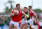 25 May 2024; Conor Grimes of Louth in action against Cian McBride of Meath during the GAA Football All-Ireland Senior Championship Round 1 match between Louth and Meath at Grattan Park in Inniskeen, Monaghan. Photo by Daire Brennan/Sportsfile