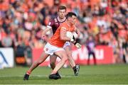 25 May 2024; Aaron McKay of Armagh in action against John Heslin of Westmeath during the GAA Football All-Ireland Senior Championship Round 1 match between Armagh and Westmeath at the Box It Athletic Grounds in Armagh. Photo by Ben McShane/Sportsfile