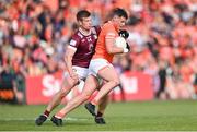 25 May 2024; Aaron McKay of Armagh in action against John Heslin of Westmeath during the GAA Football All-Ireland Senior Championship Round 1 match between Armagh and Westmeath at the Box It Athletic Grounds in Armagh. Photo by Ben McShane/Sportsfile