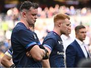 25 May 2024; James Ryan and Ciarán Frawley of Leinster after their side's defeat in the Investec Champions Cup final between Leinster and Toulouse at the Tottenham Hotspur Stadium in London, England. Photo by Harry Murphy/Sportsfile