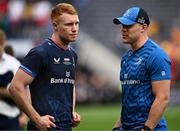25 May 2024; Ciarán Frawley and Garry Ringrose of Leinster after their side's defeat in the Investec Champions Cup final between Leinster and Toulouse at the Tottenham Hotspur Stadium in London, England. Photo by Harry Murphy/Sportsfile