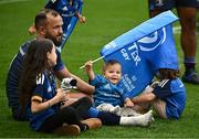 25 May 2024; Jamison Gibson-Park of Leinster with his children Jai, Iris and Isabella after the Investec Champions Cup final between Leinster and Toulouse at the Tottenham Hotspur Stadium in London, England. Photo by Harry Murphy/Sportsfile