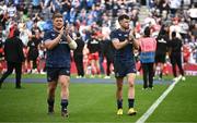 25 May 2024; Tadhg Furlong and Hugo Keenan of Leinster after their side's defeat in the Investec Champions Cup final between Leinster and Toulouse at the Tottenham Hotspur Stadium in London, England. Photo by Harry Murphy/Sportsfile