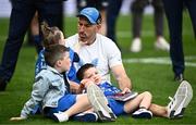 25 May 2024; Leinster backs coach Andrew Goodman with his children Max , Quinn and Zoe after the Investec Champions Cup final between Leinster and Toulouse at the Tottenham Hotspur Stadium in London, England. Photo by Harry Murphy/Sportsfile