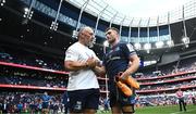 25 May 2024; Leinster forwards and scrum coach Robin McBryde and Jordan Larmour of Leinster after their side's defeat in the Investec Champions Cup final between Leinster and Toulouse at the Tottenham Hotspur Stadium in London, England. Photo by Harry Murphy/Sportsfile