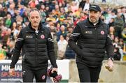 25 May 2024; Tyrone joint managers Brian Dooher, left, and Feargal Logan before the GAA Football All-Ireland Senior Championship Round 1 match between Donegal and Tyrone at MacCumhaill Park in Ballybofey, Donegal. Photo by Stephen McCarthy/Sportsfile