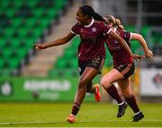 25 May 2024; Eve Dossen of Galway United celebrates after scoring her side's first goal during the SSE Airtricity Women's Premier Division match between Shamrock Rovers and Galway United at Tallaght Stadium in Dublin. Photo by Tyler Miller/Sportsfile