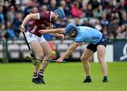 26 May 2024; Conor Cooney of Galway in action against John Bellew of Dublin during the Leinster GAA Hurling Senior Championship Round 5 match between Galway and Dublin at Pearse Stadium in Galway. Photo by Daire Brennan/Sportsfile