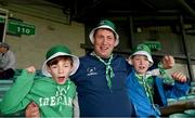 26 May 2024; Limerick supporters Frank Barry and his two sons Luke, left, and William, from Ballybricken, before the Munster GAA Hurling Senior Championship Round 5 match between Limerick and Waterford at TUS Gaelic Grounds in Limerick Photo by Tom Beary/Sportsfile