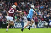 26 May 2024; Conor Donohoe of Dublin in action against Jason Flynn of Galway during the Leinster GAA Hurling Senior Championship Round 5 match between Galway and Dublin at Pearse Stadium in Galway. Photo by Daire Brennan/Sportsfile