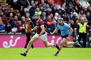 26 May 2024; Conor Cooney of Galway in action against Conor Burke of Dublin during the Leinster GAA Hurling Senior Championship Round 5 match between Galway and Dublin at Pearse Stadium in Galway. Photo by Daire Brennan/Sportsfile