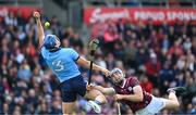 26 May 2024; Eoghan O'Donnell of Dublin in action against Conor Cooney of Galway during the Leinster GAA Hurling Senior Championship Round 5 match between Galway and Dublin at Pearse Stadium in Galway. Photo by Daire Brennan/Sportsfile