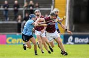 26 May 2024; Joseph Cooney of Galway in action against Dara Purcell of Dublin during the Leinster GAA Hurling Senior Championship Round 5 match between Galway and Dublin at Pearse Stadium in Galway. Photo by Daire Brennan/Sportsfile
