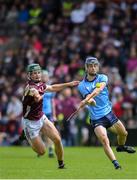 26 May 2024; Brian Hayes of Dublin in action against Gavin Lee of Galway during the Leinster GAA Hurling Senior Championship Round 5 match between Galway and Dublin at Pearse Stadium in Galway. Photo by John Sheridan/Sportsfile