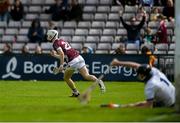 26 May 2024; Declan McLoughlin of Galway celebrates after scoring his side's first goal during the Leinster GAA Hurling Senior Championship Round 5 match between Galway and Dublin at Pearse Stadium in Galway. Photo by John Sheridan/Sportsfile