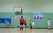 26 May 2024; Action during the Futsal U13 & O10 Boys match between Killanny, Monaghan, and St-Marys-Sligo, Sligo, during day two of the multi-sports finals of the Cairn Community Games at Gormanston Park in Meath. Photo by Ben McShane/Sportsfile